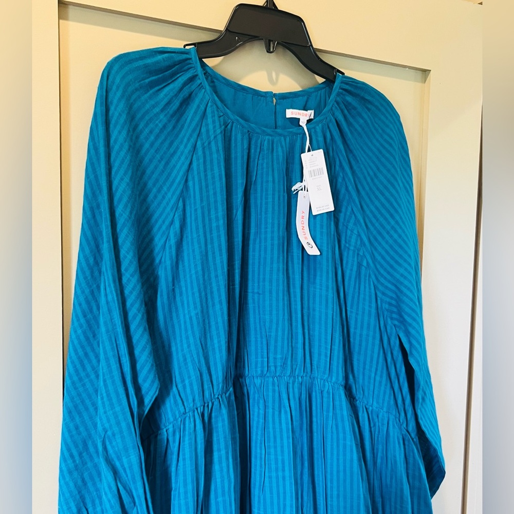 NEW Anthropologie Sundry Aqua Tiered Maxi Dress XL - Picture 7 of 13